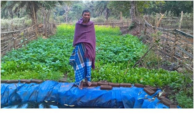 Chandradev at his water harvesting pond.